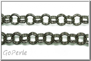Kette "Double Rings", 8,5x1,5, antiksilberfb., Metall, 1m