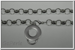 Kette, Rolo-Chain, mit Karabiner u. Charm-Tr�ger, 7mm, silberfb., Metall, 1 Stk. (50cm)