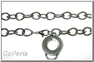 Kette, Drop-Chain, mit Karabiner u. Charm-Tr�ger, 10x8mm, silberfb., Metall, 1 Stk. (50cm)