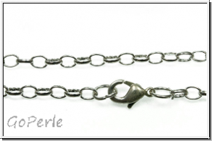 Kette, oval, mit Karabiner, 4x3mm, silberfb., Metall, 1 Stk. (53cm)