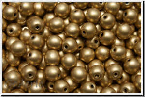 b�hm. Glasperle, rund, 4mm, gold, met., satin, 50 Stk.