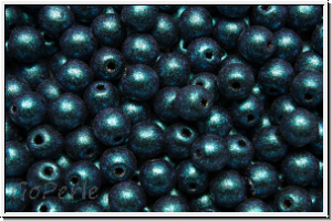 b�hm. Glasperle, rund, 4mm, teal, met., antique, 50 Stk.
