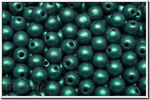 b�hm. Glasperle, rund, 4mm, green, dk., met., suede, 50 Stk.