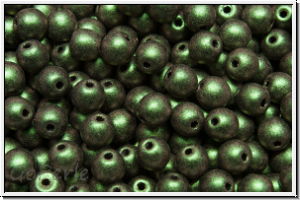 b�hm. Glasperle, rund, 4mm, olivine, met., antique, 50 Stk.