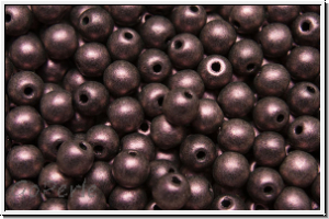 b�hm. Glasperle, rund, 4mm, pink, met., suede, 50 Stk.