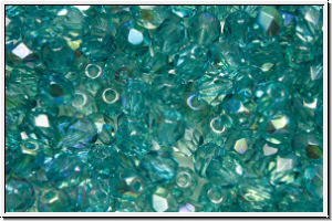 B�hm. Glasschliffperle, feuerpol., 4mm, indicolite, pale, trans., AB, 50 Stk.