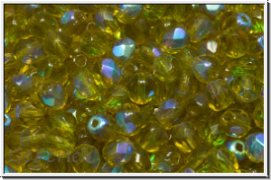 B�hm. Glasschliffperle, feuerpol., 4mm, khaki, trans., AB, 50 Stk.