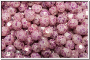 B�hm. Glasschliffperle, feuerpol., 4mm, white, alabaster, pink marbled, 50 Stk.
