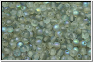 b�hm. Glasperle, rund, 3mm, crystal, trans., blue AB, matte, 50 Stk.