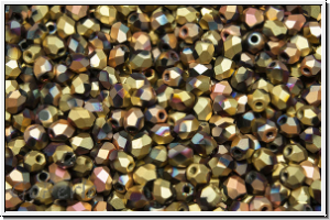 B�hm. Glasschliffperle, feuerpol., 3mm, california pink, met., matte, 50 Stk.