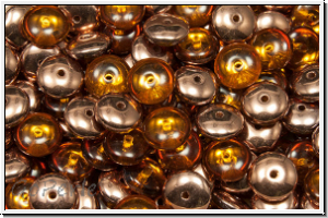 Linsen, 6x2,5mm, 2-Loch, topaz, lt., trans., half capri gold, 50 Stk.
