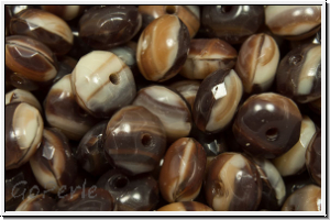 b�hm. Schliffperle, Donut, 4x6mm, brown/beige, op., meliert, 20 Stk.