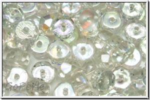 b�hm. Schliffperle, Rondell, 3x6mm, crystal, trans., AB, 25 Stk.