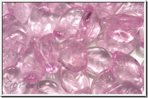 Bl�tter, 15x10mm, gewellt, side-drilled, rose, trans., 10 Stk.