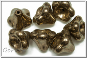 Flower "Big Bells", 10x13mm, bronze, gold, met., 7 Stk.