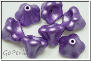 Flower "Big Bells", 10x13mm, amethyst, met., satin, 7 Stk.