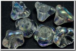 Flower "Big Bells", 10x13mm, crystal, trans., AB, 7 Stk.