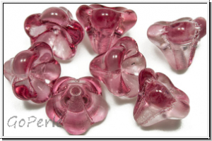 Flower "Big Bells", 10x13mm, crystal, trans., pink luster, 7 Stk.