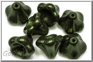 Flower "Big Bells", 10x13mm, green, met., 7 Stk.