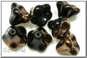 Flower "Big Bells", 10x13mm, black, op., half copper, 7 Stk.