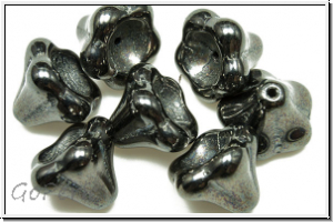 Flower "Big Bells", 10x13mm, hematite, met., 7 Stk.