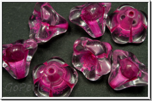 Flower "Big Bells", 10x13mm, crystal, trans., light pink-ld., 7 Stk.
