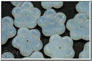 B�hm. Glasperle, Flower "flach", 14mm, white, opal, 5 Stk.