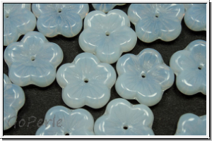 B�hm. Glasperle, Flower "flach", 12mm, white, opal, 5 Stk.