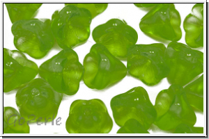 B�hm. Glasperle, Flower "Bells", 8x9mm, peridot, trans., 25 Stk.