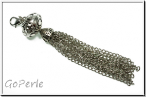 Quaste "Seerose", mit Karabiner, ca. 10cm, antiksilberfb., Tibetsilber, 1 Stk.