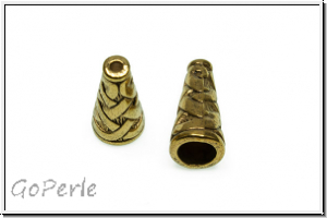 Perlenkappe (-cone) "Celtic", 18x8mm, antikgoldfb., Tibetsilber, 2 Stk.
