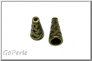 Perlenkappe (-cone) "Celtic", 18x8mm, antikmessingfb., Tibetsilber, 2 Stk.