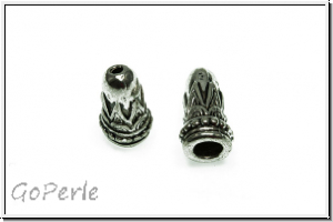 Perlenkappe (-cone) "Inka", 14x7mm, antiksilberfb., Tibetsilber, 2 Stk.