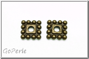 Spacer "Square Daisy", 7x1,7mm, antikmessingfb., Tibetsilber, 10 Stk.