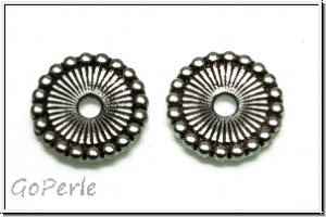 Spacer "Sonnenrad", 12x2,1mm, antiksilberfb., Tibetsilber, 10 Stk.