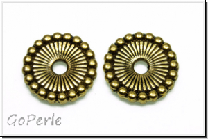 Spacer "Sonnenrad", 12x2,1mm, antikgoldfb., Tibetsilber, 10 Stk.