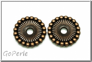 Spacer "Sonnenrad", 12x2,1mm, antikkupferfb., Tibetsilber, 10 Stk.