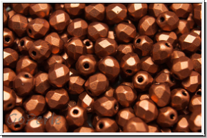 B�hm. Glasschliffperle, feuerpol., 4mm, copper, dk., met., satin, 50 Stk.