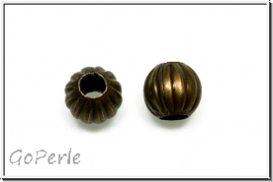Spacer "Kugel, gerillt", 6mm, antikmessingfb., Eisen, 25 Stk.
