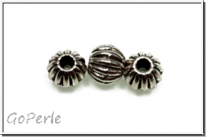 Spacer "Kugel, gerillt", 6mm, antiksilberfb., Tibetsilber, 25 Stk.