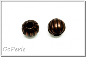 Spacer "Kugel, gerillt", 6mm, antikkupferfb., Eisen, 25 Stk.