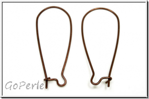 Ohrhaken "Long Loop", 32x15mm, antikkupferfb., Messing, 1 Paar
