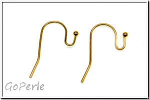Ohrhaken "Perle", 21x12x0,7, goldfb., Messing, 1 Paar