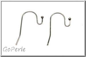 Ohrhaken "Perle", 21x12x0,7, silberfb., Messing, 1 Paar