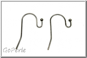 Ohrhaken "Perle", 21x12x0,7, antiksilberfb., Messing, 1 Paar