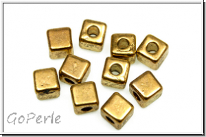 Spacer "Cube", 4x4x4mm, goldfb., Tibetsilber, 10 Stk.