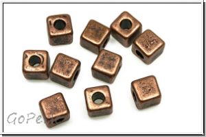 Spacer "Cube", 4x4x4mm, antikkupferfb., Tibetsilber, 10 Stk.