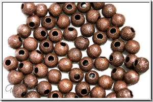 Spacer "Kugel, Stardust", 4mm, antikkupferfb., diamantiert, Messing, 10 Stk.