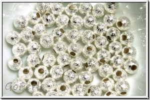 Spacer "Kugel, Stardust", 4mm, silberfb., diamantiert, Messing, 10 Stk.