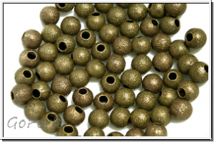 Spacer "Kugel, Stardust", 4mm, antikmessingfb., diamantiert, Messing, 10 Stk.